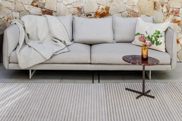 Seoul Beige Striped Indoor Outdoor Rug