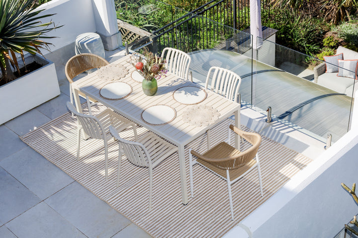 Seoul Beige Striped Indoor Outdoor Rug