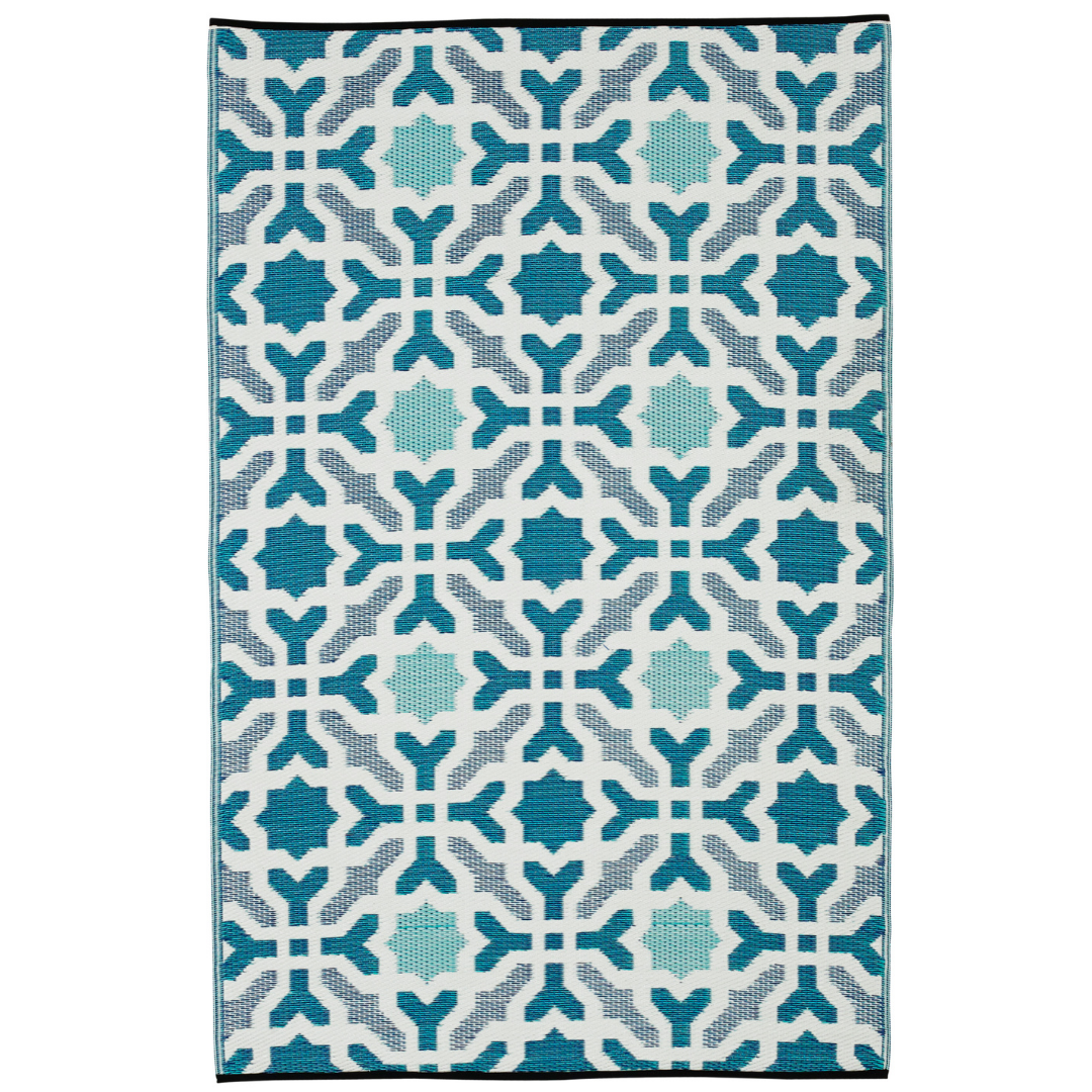 Seville Blue Multicoloured Modern Recycled Plastic Large Rug - Fab Habitat , Recycled Plastic Rugs & Mats, [product_size],