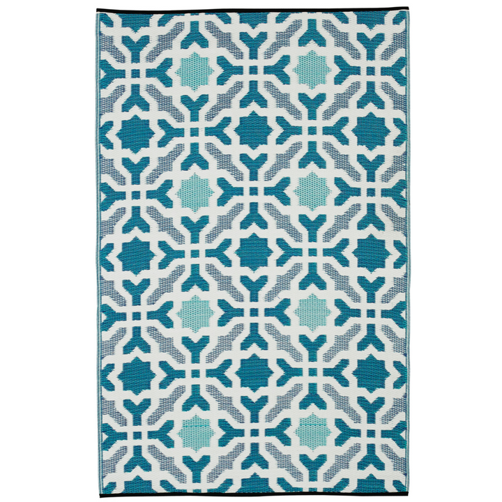 Seville Blue Multicoloured Modern Recycled Plastic Large Rug - Fab Habitat , Recycled Plastic Rugs & Mats, [product_size],