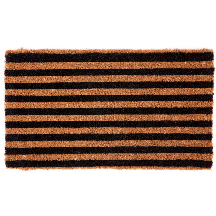 Straight Lines Black Striped Extra Long Coir Doormat - Fab Habitat , Doormats, [product_size],