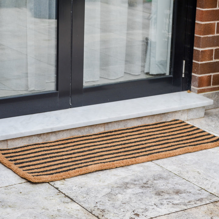 Straight Lines Black Striped Extra Long Coir Doormat - Fab Habitat , Doormats, [product_size],