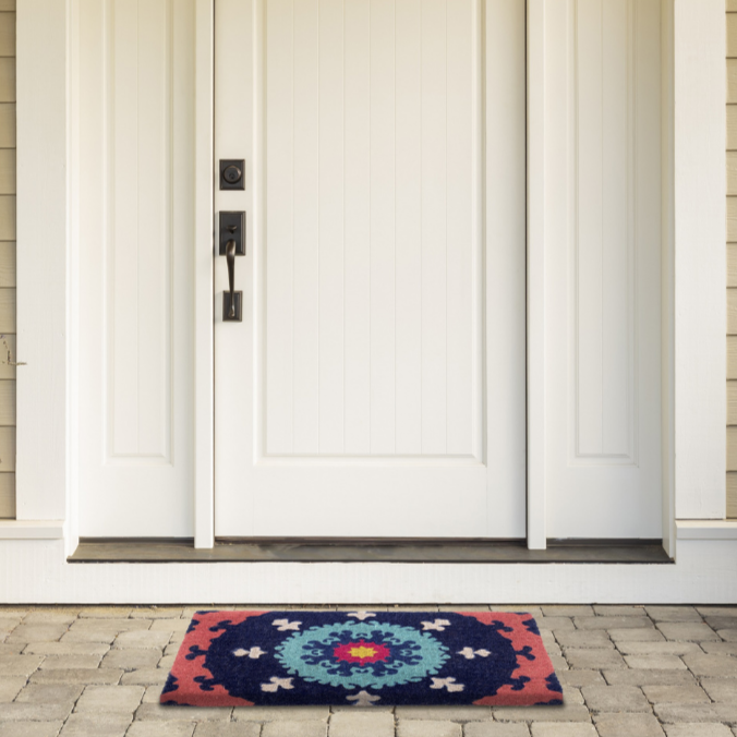 Suzanni Multicolour Blue Medallion Thick Doormat - Fab Habitat , Doormats, [product_size],
