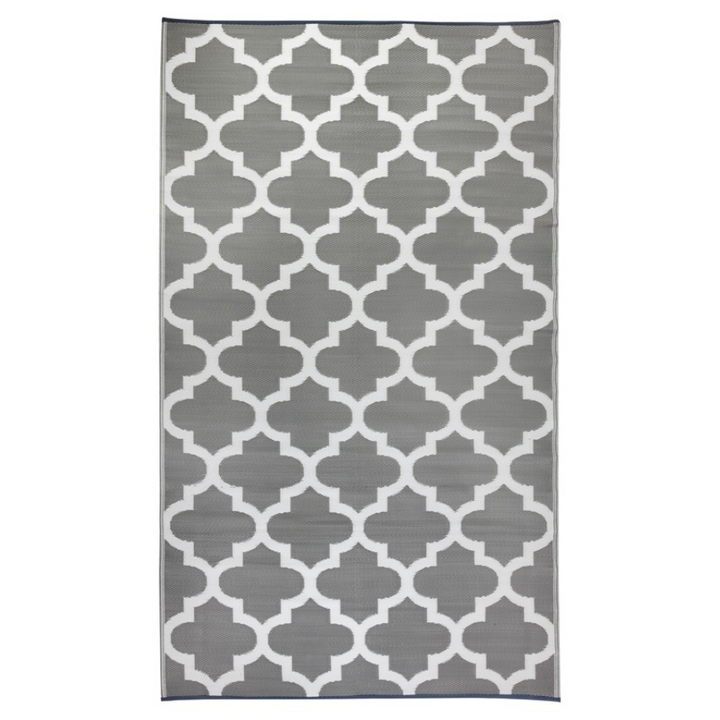 Tangier Grey And White Trellis Recycled Plastic Outdoor Rug - Fab Habitat , Recycled Plastic Rugs & Mats, [product_size],