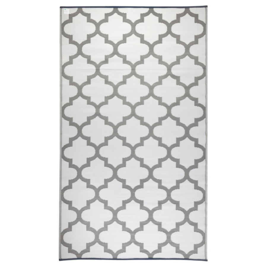 Tangier Grey and White Trellis Recycled Plastic Large Rug - Fab Habitat , Recycled Plastic Rugs & Mats, [product_size],