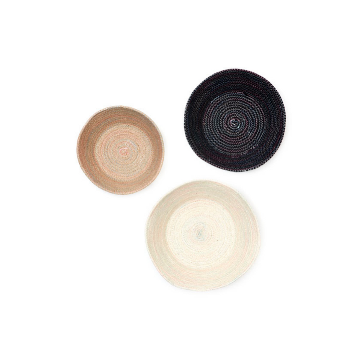 Set of 3 Tazing Modern Handmade Black & White Jute Decorative Fruit Bowls - Fab Habitat , Decorative Bowls & Accents, [product_size],