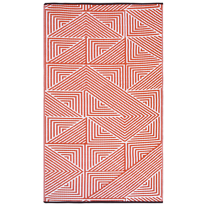 Tokyo Burnt Orange and White Large Outdoor Rug - Fab Habitat , Recycled Plastic Rugs & Mats,