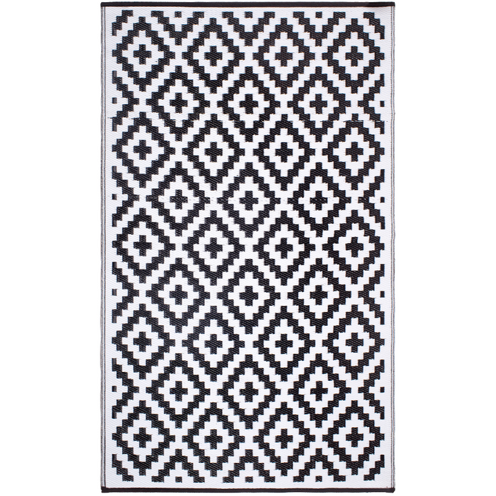 Aztec Black & White Diamond Pattern Foldable Waterproof Large Camping Mat - 270x270 CM - Fab Habitat , Camping Mats,