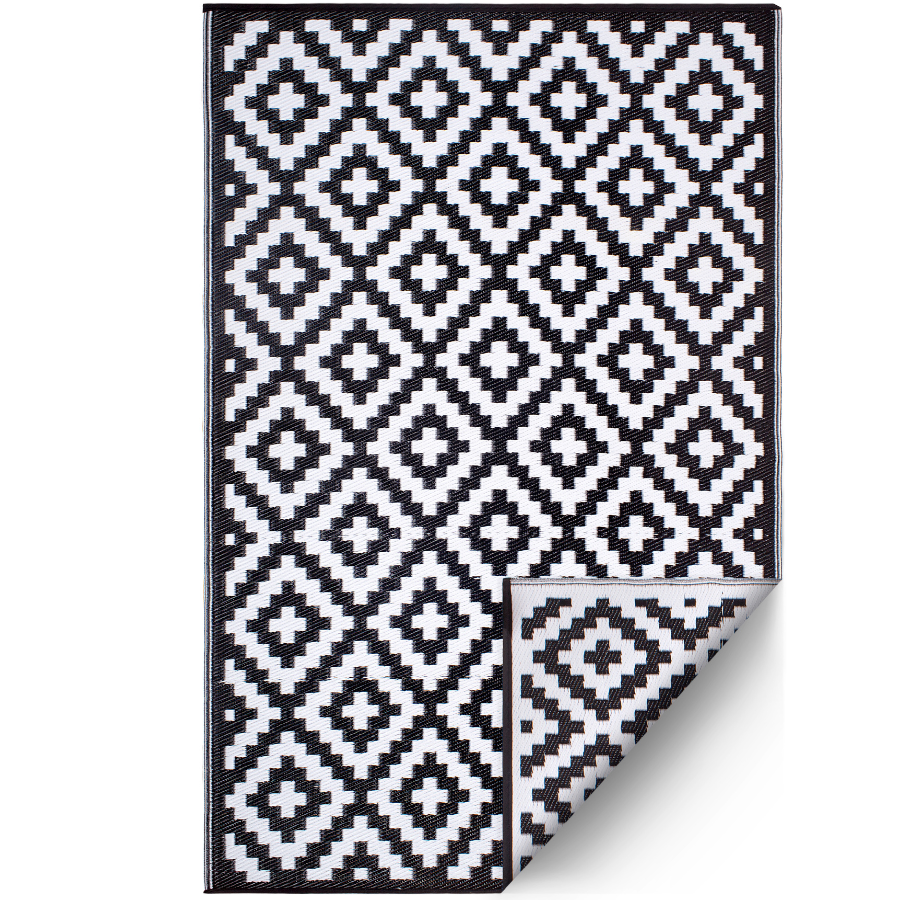 Aztec Black & White Diamond Pattern Foldable Waterproof Large Camping Mat - 270x270 CM - Fab Habitat , Camping Mats,