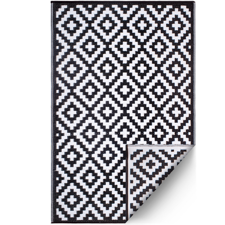 Aztec Black & White Diamond Pattern Foldable Waterproof Large Camping Mat - 270x270 CM - Fab Habitat , Camping Mats,