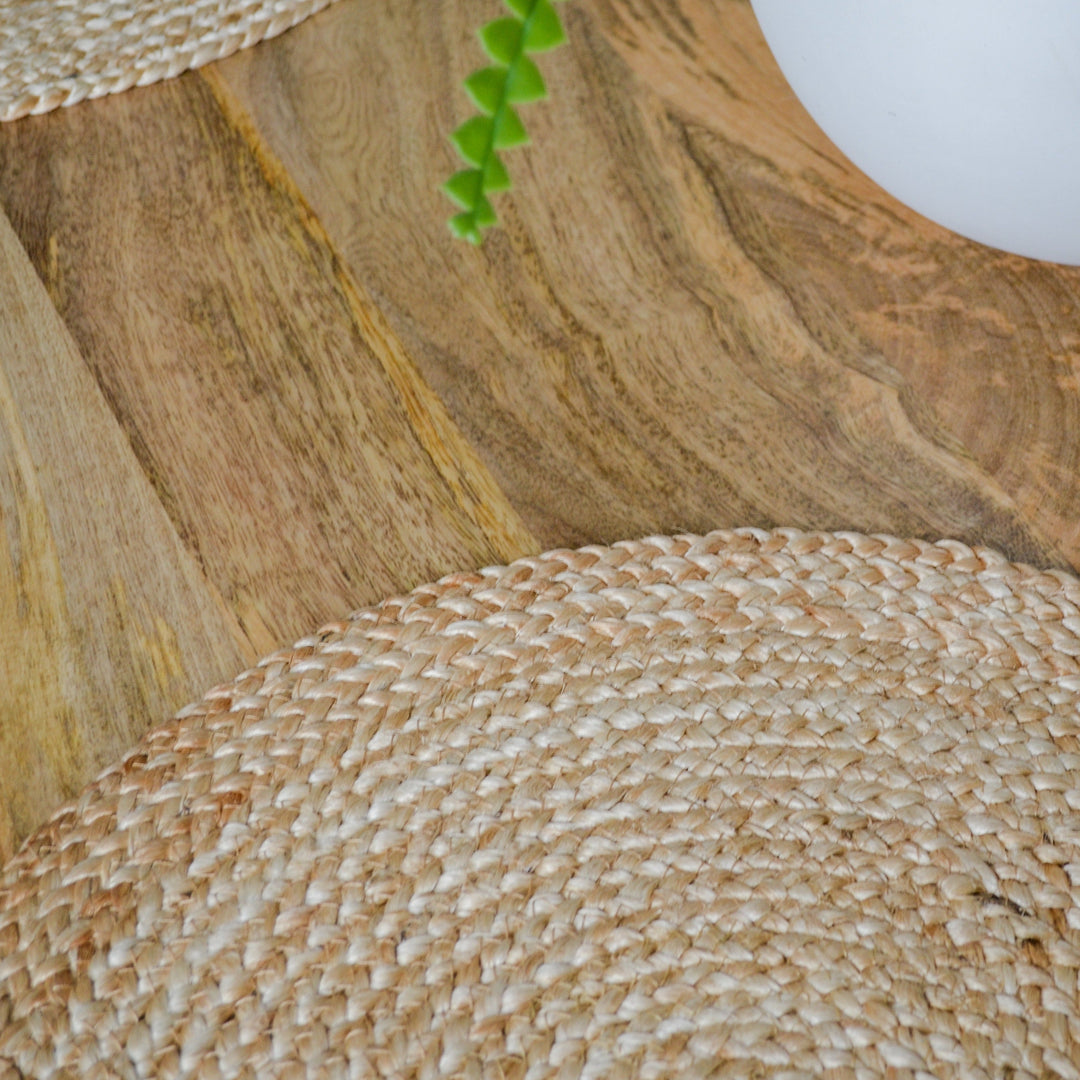 Set Of 4 Willow Natural Jute Round Placemats And Coasters - Fab Habitat , Placemats,