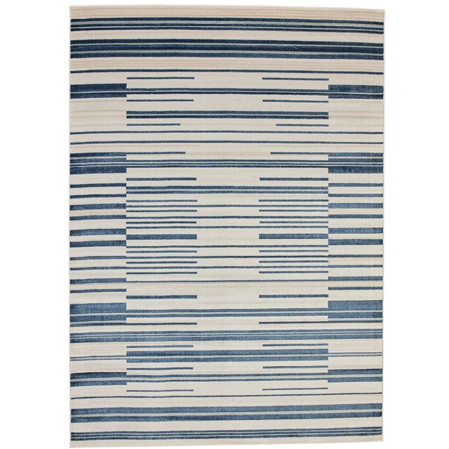 Yomi Navy and Cream Indoor Outdoor Rug