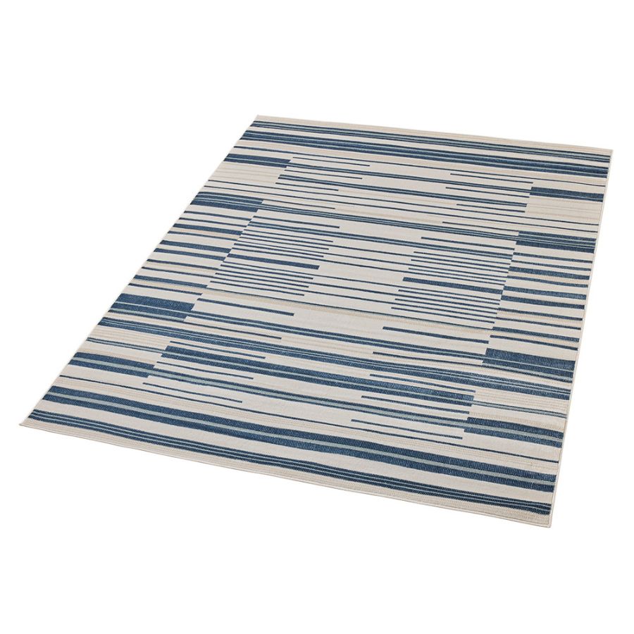 Yomi Navy and Cream Indoor Outdoor Rug