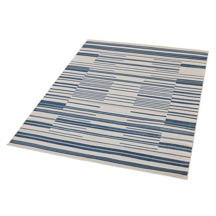 Yomi Navy and Cream Indoor Outdoor Rug