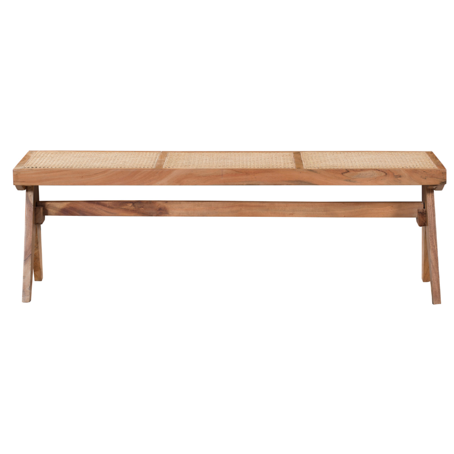 Byron Natural 2 Seater Mango Wood Rattan Bench - Fab Habitat , Benches, [product_size],