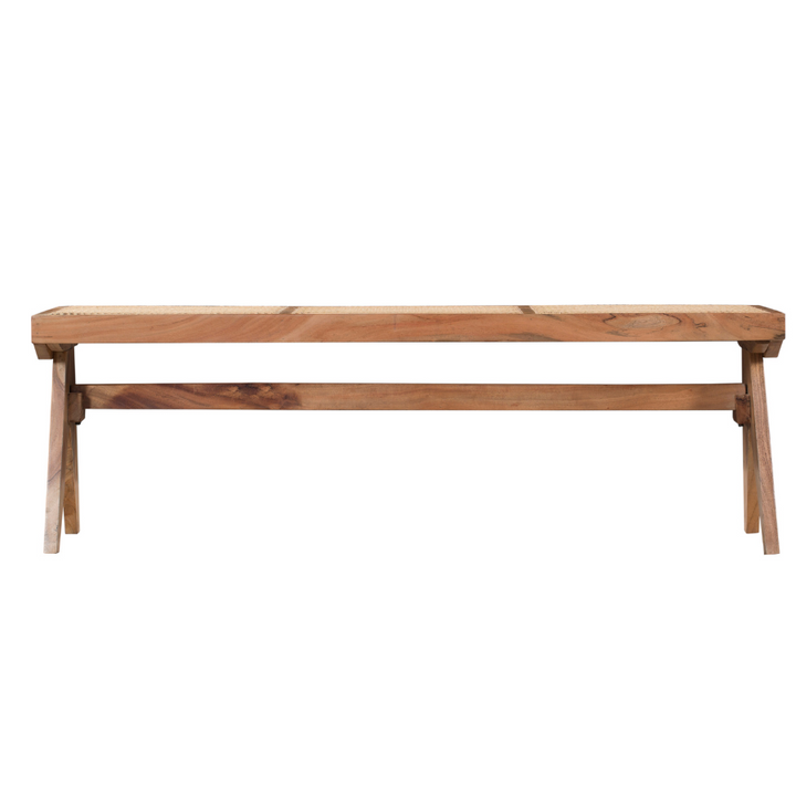 Byron Natural 2 Seater Mango Wood Rattan Bench - Fab Habitat , Benches, [product_size],