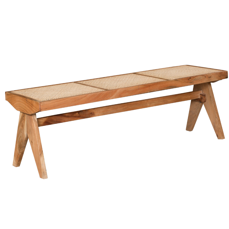 Byron Natural 2 Seater Mango Wood Rattan Bench - Fab Habitat , Benches, [product_size],
