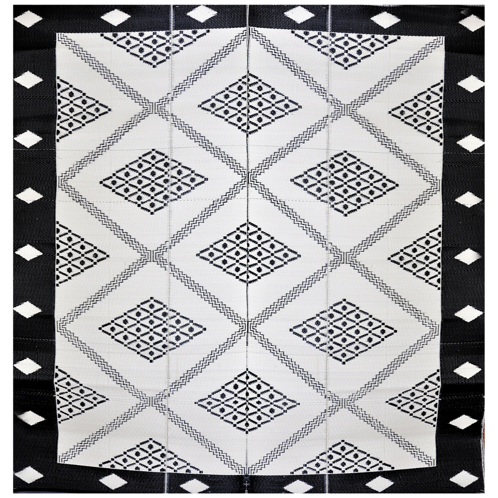 Troy Black & Cream Square Diamond Pattern Foldable Waterproof Large Camping Mat - 270x270 CM - Camping Mats Fab Habitat