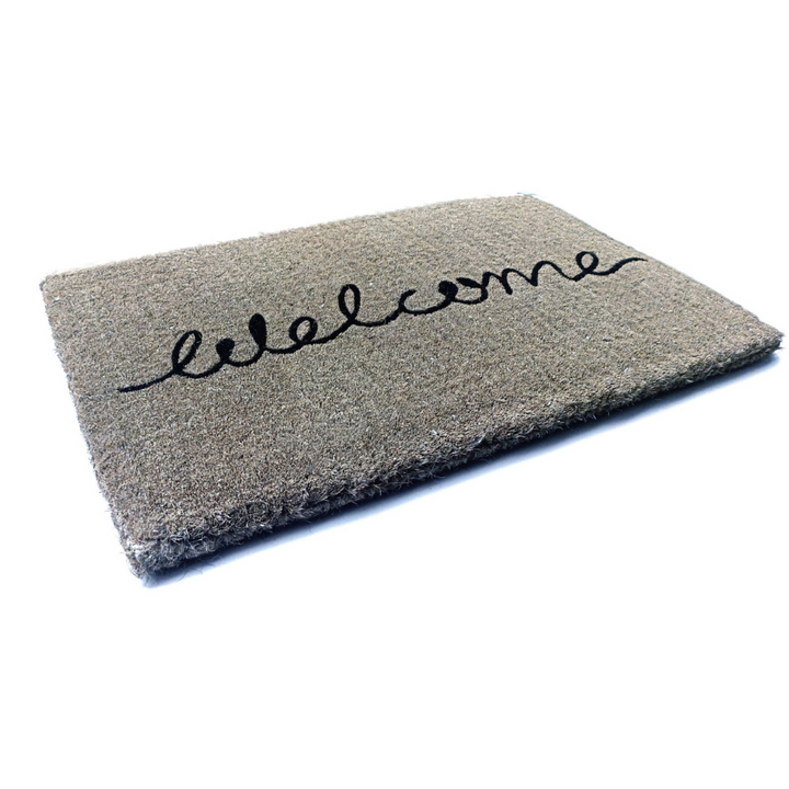 Grey Cursive 100% Coir Long Welcome Doormat - Fab Habitat , Doormats, [product_size],