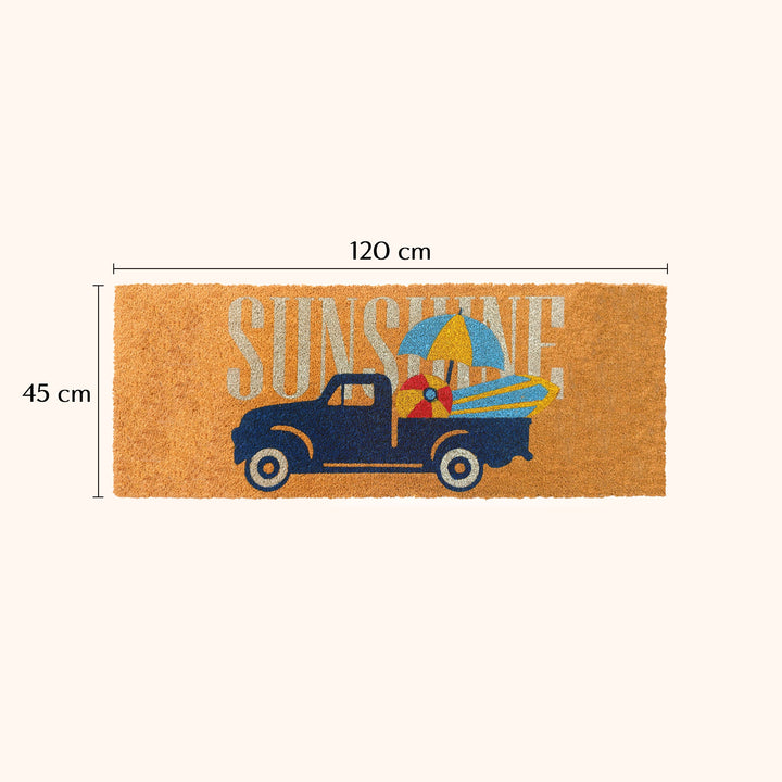 Sunshine PVC Backed Multicolour Long Coir Doormat - Doormats Fab Habitat