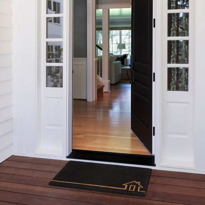 Ghar Black and Natural Coir Doormat - Doormats Fab Habitat
