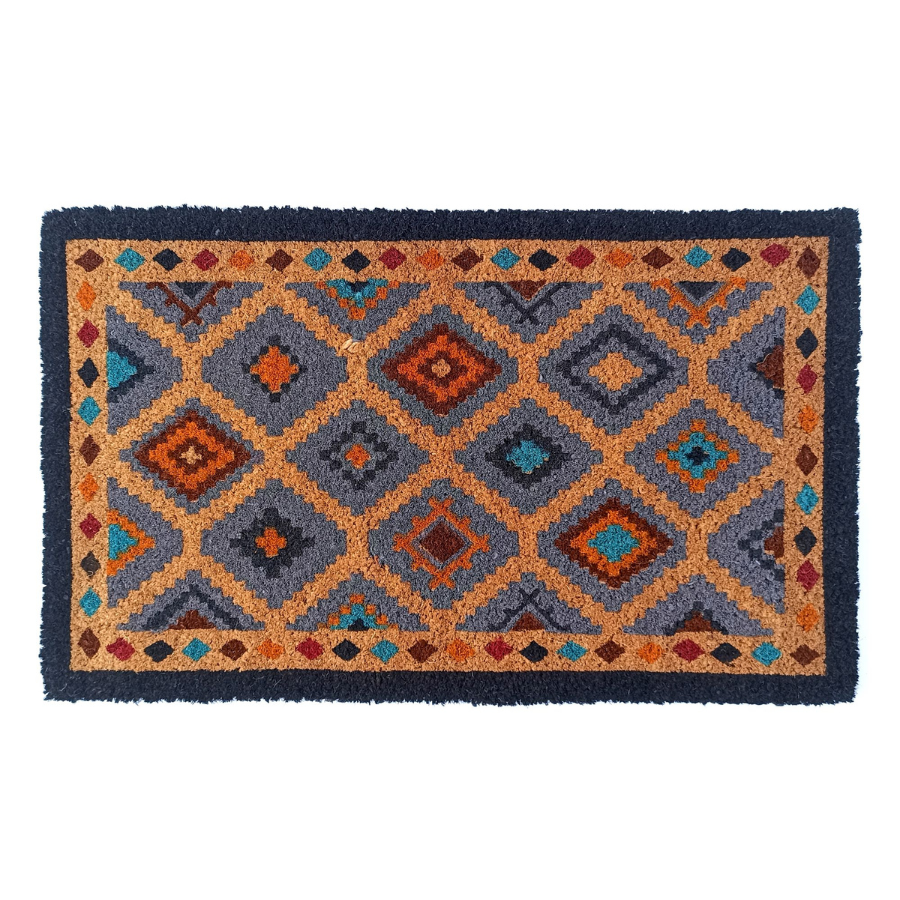 Kilim Multicolour PVC Backed Coir Doormat - Doormats Fab Habitat