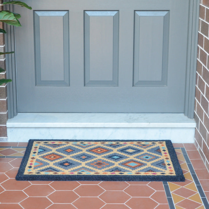 Kilim Multicolour PVC Backed Coir Doormat - Doormats Fab Habitat