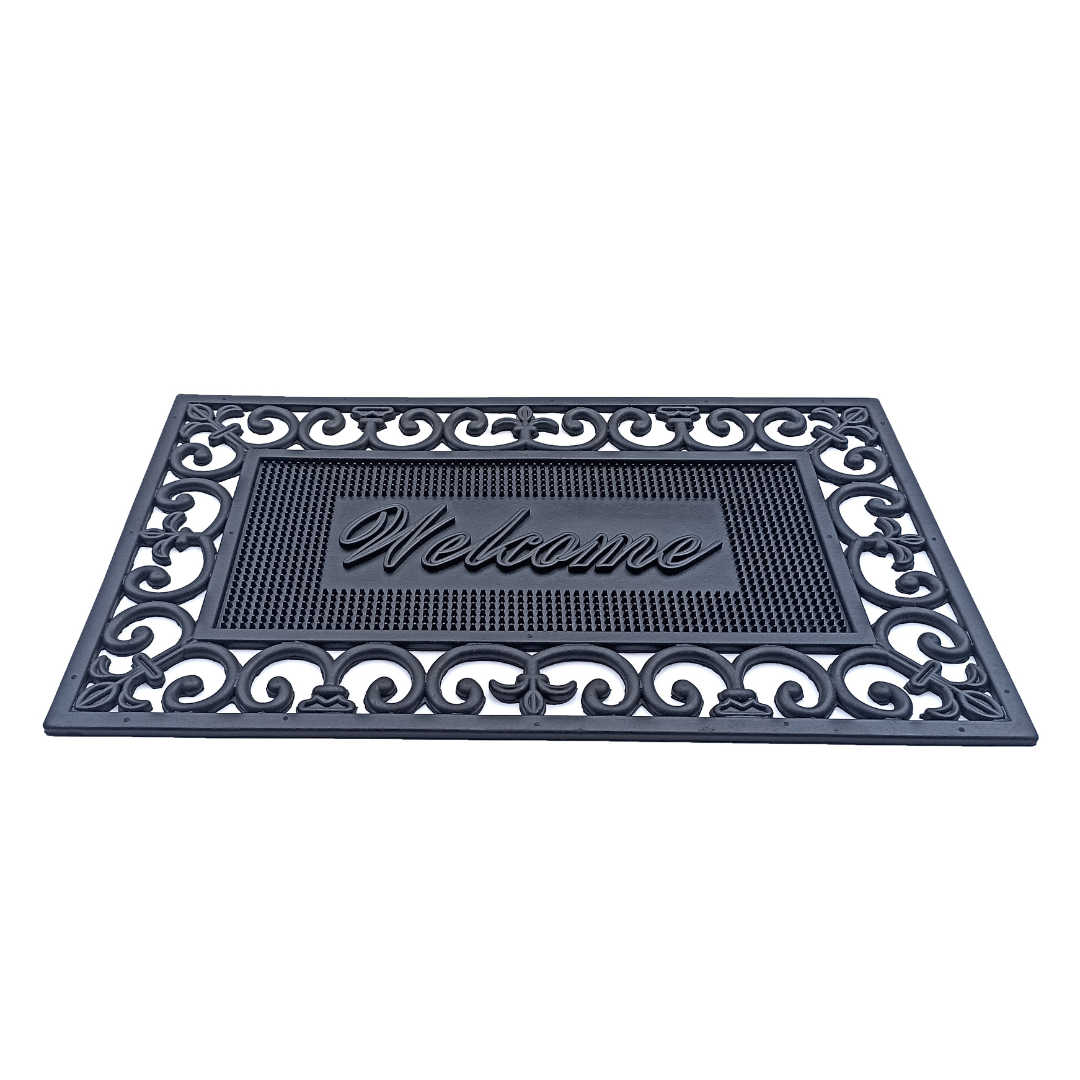 Welcome Rubber Doormat - Doormats Fab Habitat