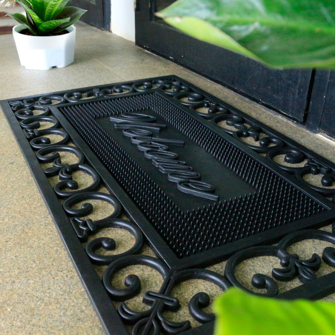 Welcome Rubber Doormat - Doormats Fab Habitat