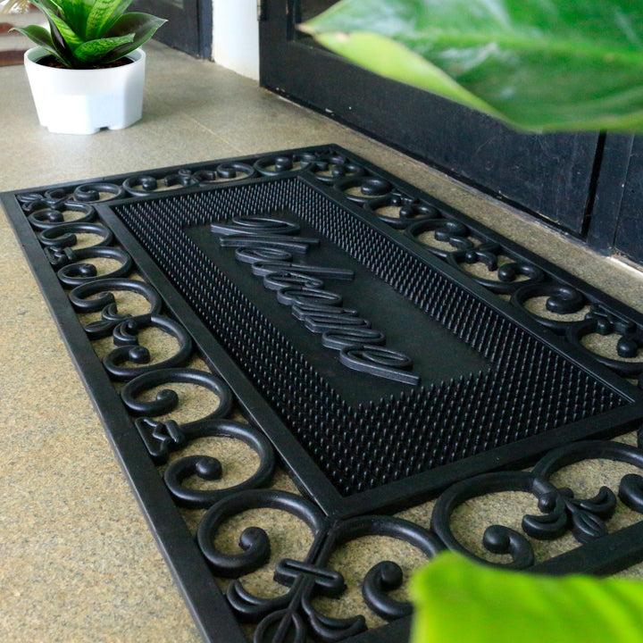 Welcome Rubber Doormat - Doormats Fab Habitat
