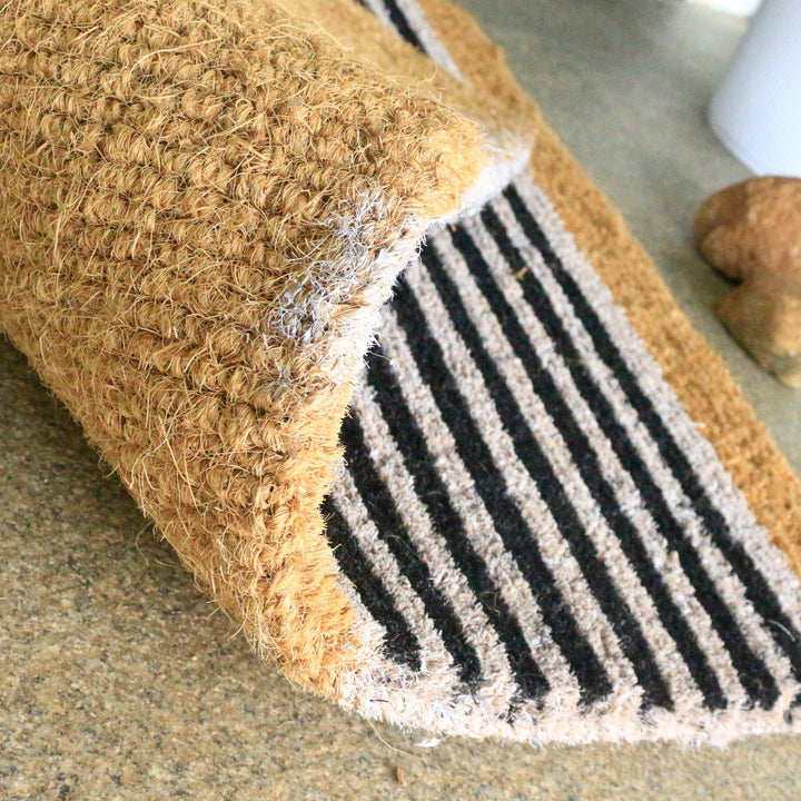 Nui Striped Coastal Coir Extra Long Front Door Mat - Doormats Fab Habitat