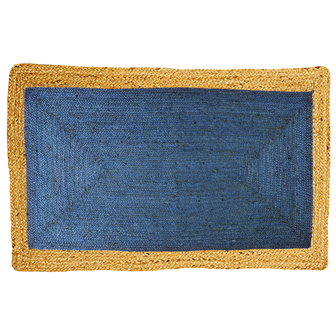 60 Cm X 90 Cm Phoenix Indigo Blue Jute Door Mat - Doormats Fab Habitat