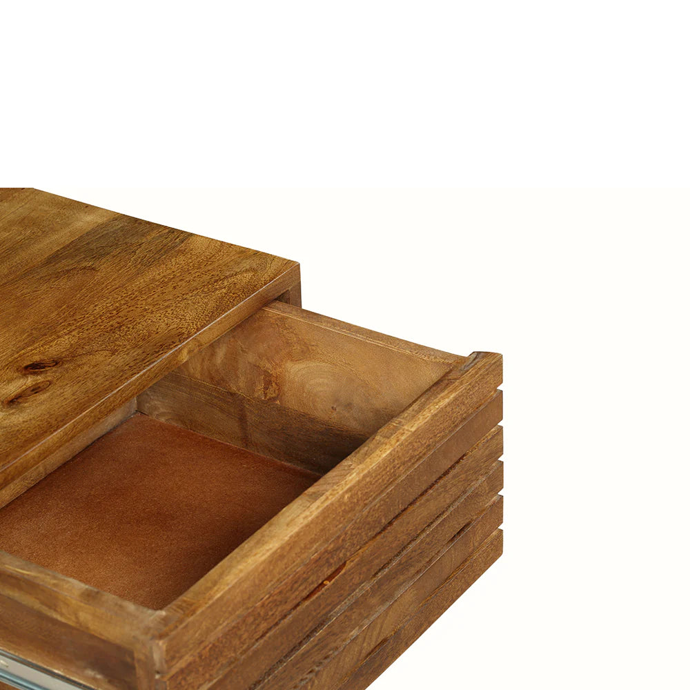 Leo Solid Wood Modern 2 Drawer Bedside Table - Fab Habitat , Side Tables, [product_size],