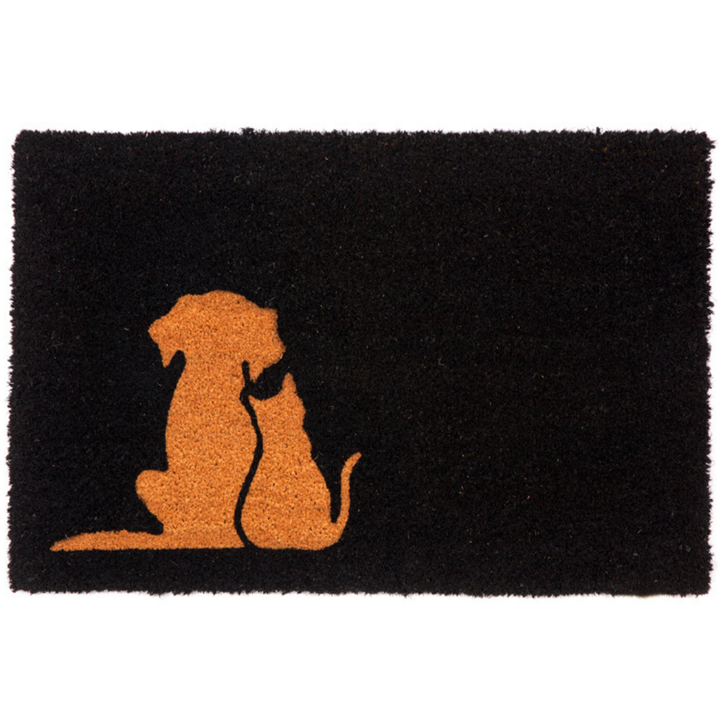 Buddies Black and Natural pvc backed coir doormat - Doormats Fab Habitat