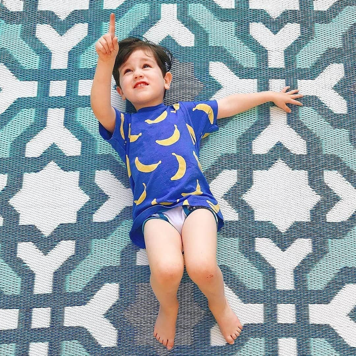 Seville Blue Multicoloured Modern Outdoor Area Rug - Recycled Plastic Rugs & Mats Fab Habitat