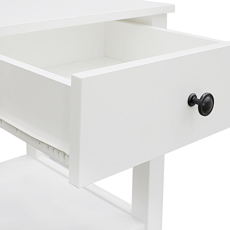 Safi White Bedside Table with 1 Drawer - Side Tables Fab Habitat