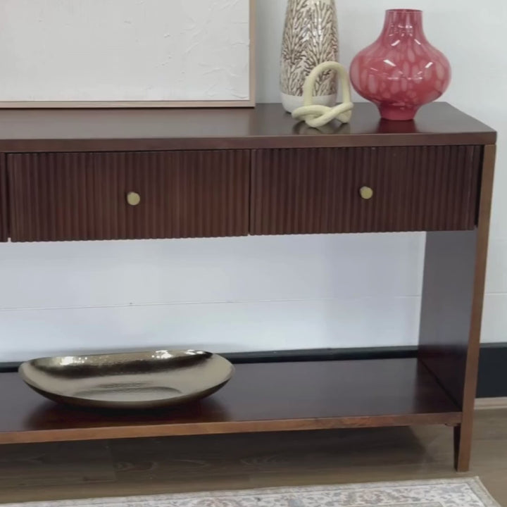 Frazer Walnut Console Table with 3 Drawers - 150cm
