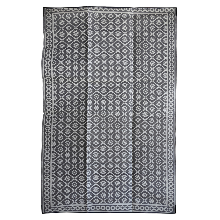 Ronda Grey Recycled Plastic Outdoor Large Rug - Recycled Plastic Rugs & Mats Fab Habitat