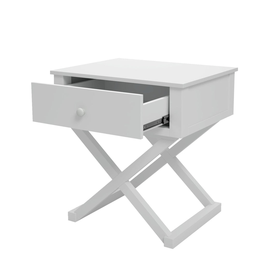 Hakone White Bedside Table with 1 Drawer - Side Tables Fab Habitat