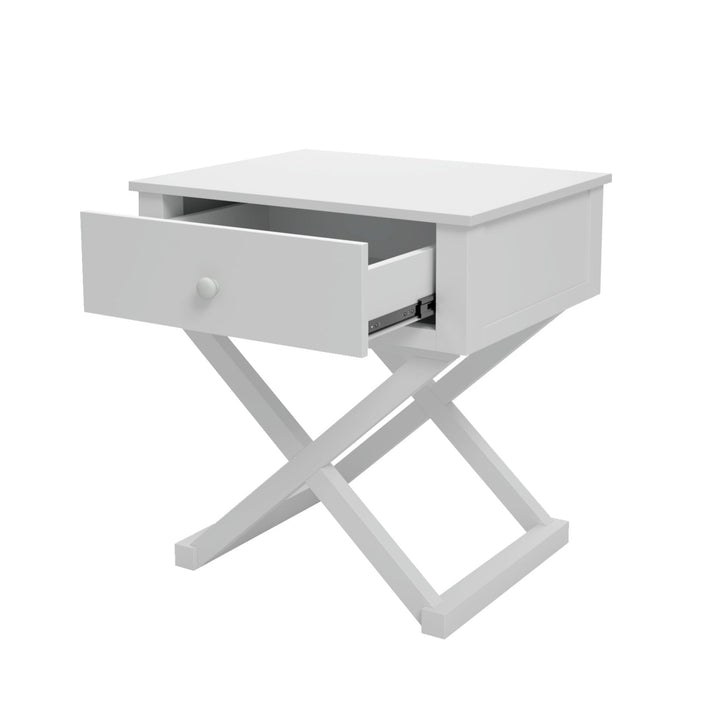 Hakone White Bedside Table with 1 Drawer - Side Tables Fab Habitat