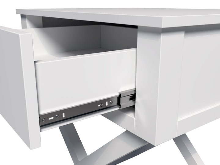 Hakone White Bedside Table with 1 Drawer - Side Tables Fab Habitat