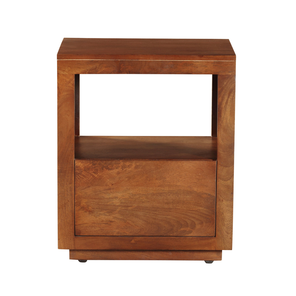 Nyra Walnut Finish Bedside Table with 1 Drawer - Fab Habitat , Side Tables, 