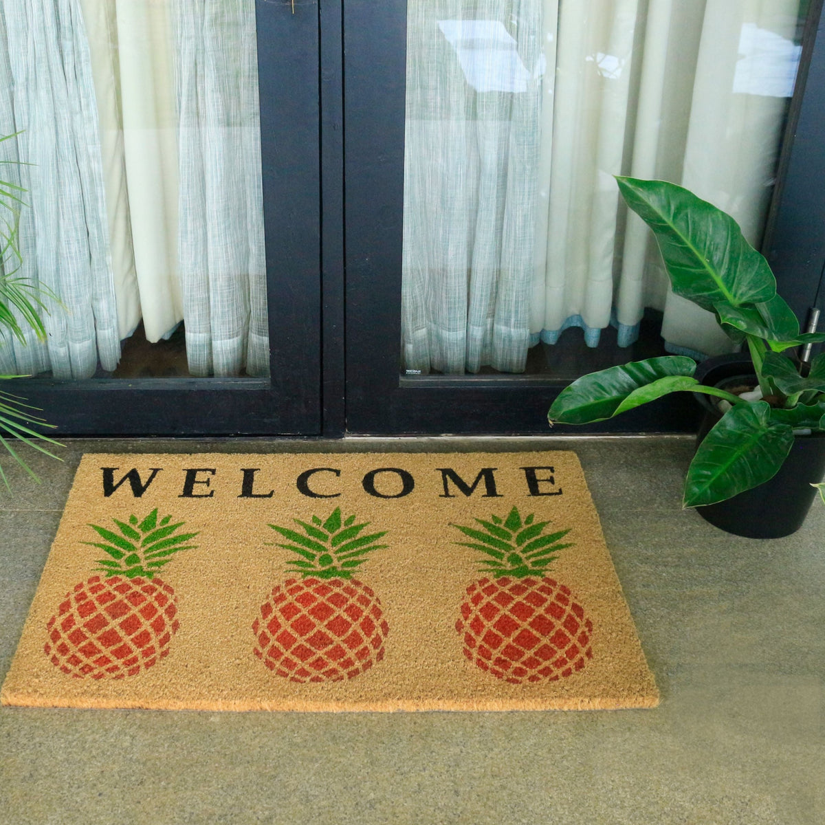 PVC Backed Pineapple Design Long Welcome Door Mat - Fab Habitat , Doormats, 