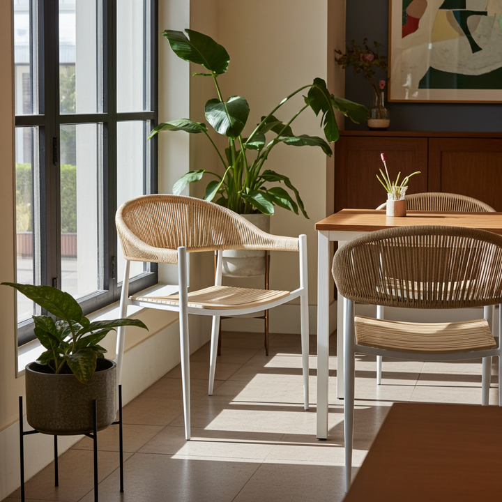 Knox Beige & White Outdoor Dining Chair