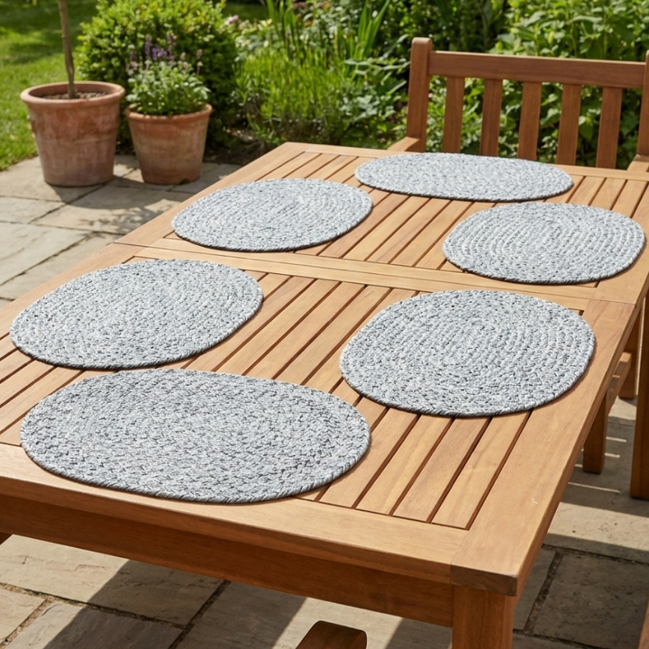 Hazel Grey Oval PET Placemats