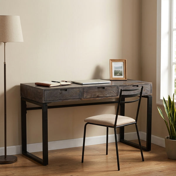 Venus 3 Drawer Charcoal Mango Wood Study or Office Desk