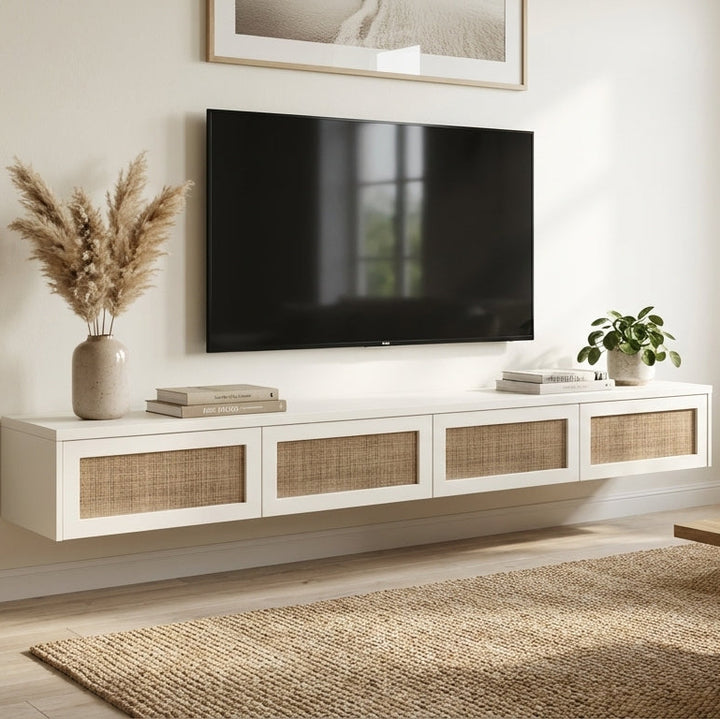Arya White Floating TV Unit – 200cm