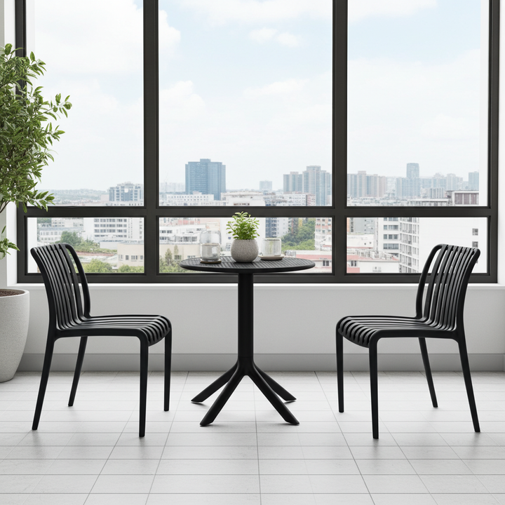 Olivia Black Round Outdoor Table