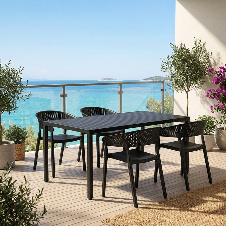 Aurora Black 164cm Outdoor Dining Table