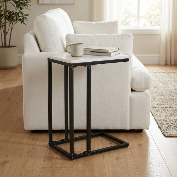 Bhumi C-Shaped Marble Top Side Table